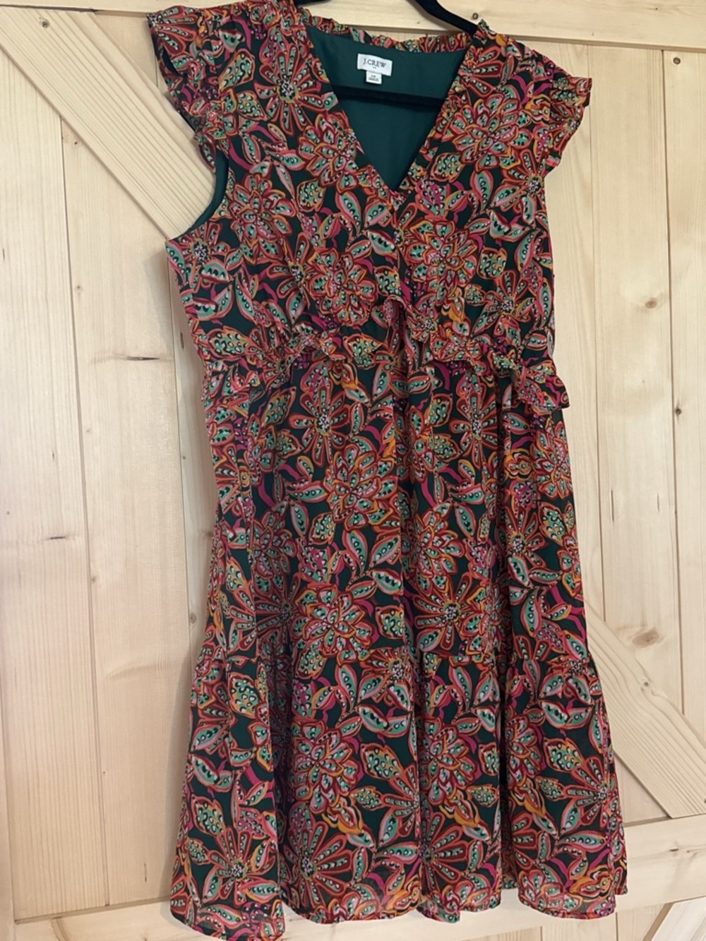 J. Crew Multicolor Paisley V-Neck Cap Sleeve Dress